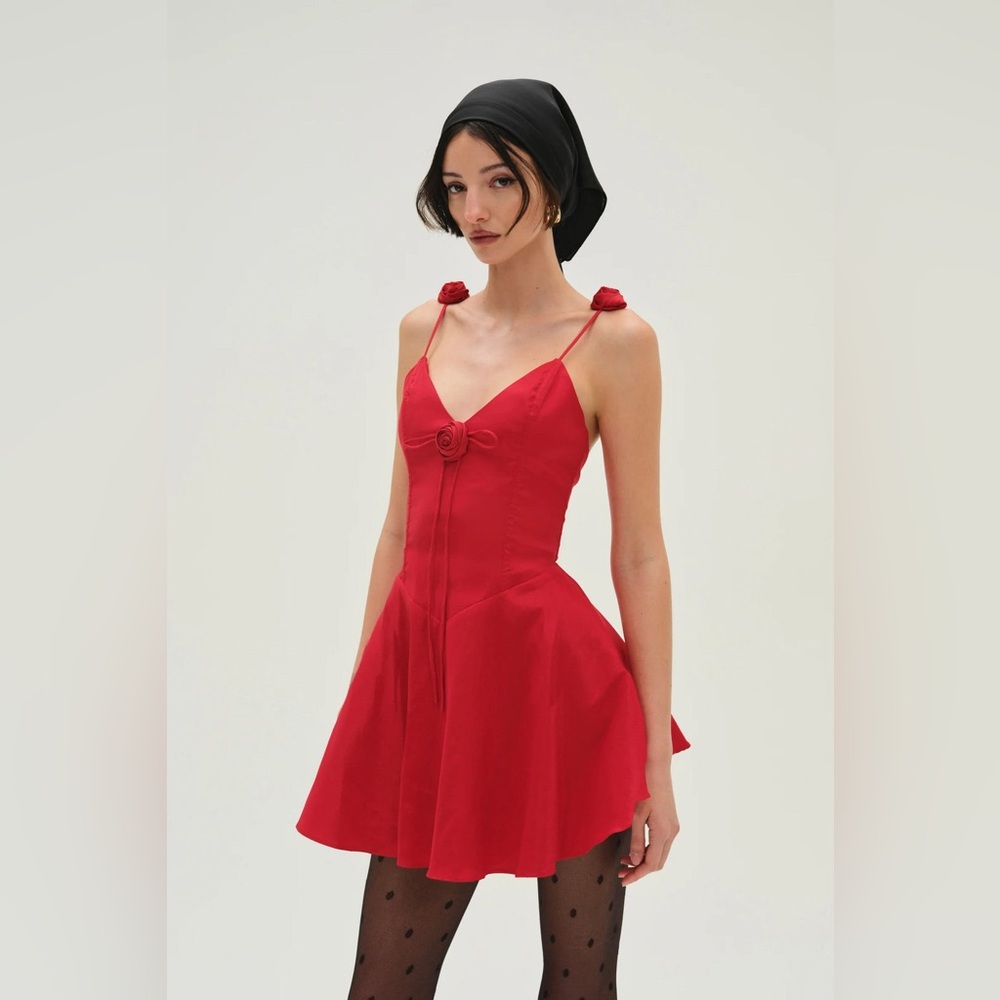 For Love And Lemons Orsa Mini Dress - Red Size Small - Picture 3 of 4